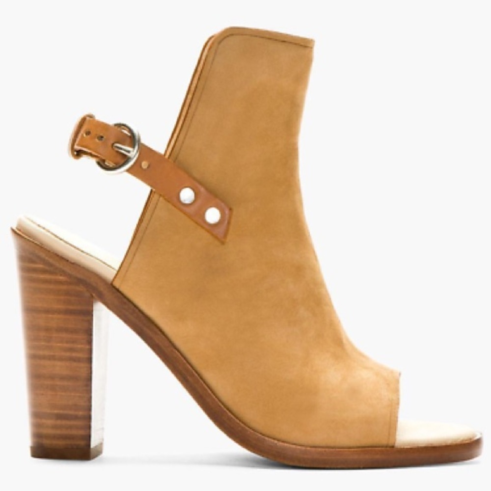 Rag & Bone Wyatt Camel Tan Nubuck Leather Slingback Heeled Sandals EUC Size 39